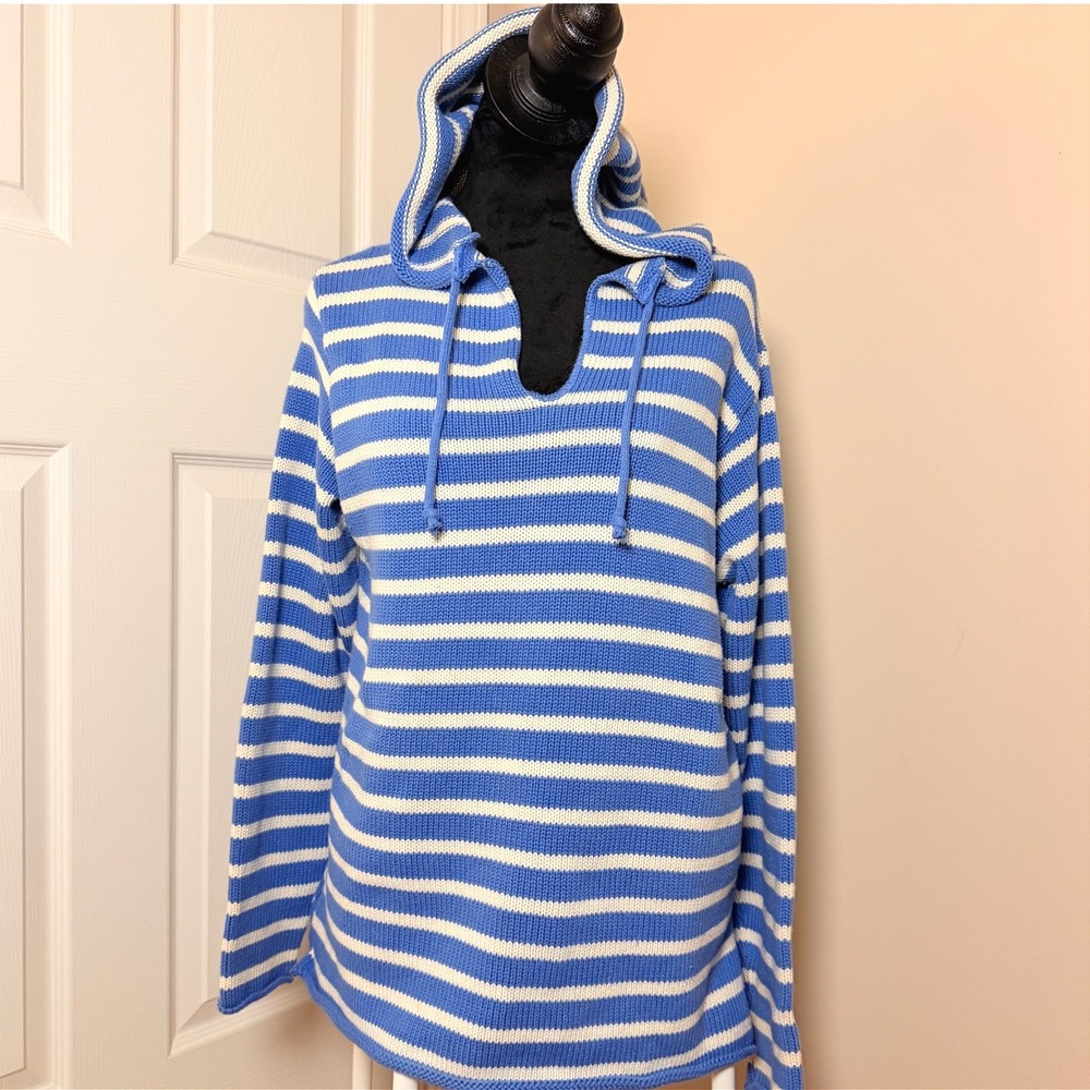 VTG Binghamton Knitting Co Knit Striped Sweater 100% Cotton Coastal USA SZ S